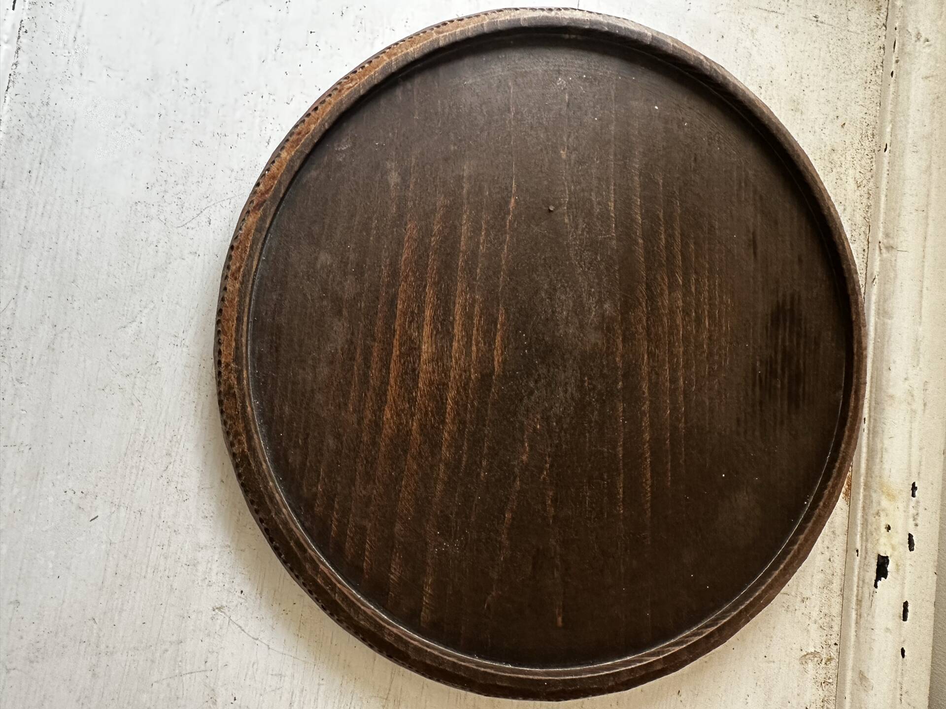 Mid-Century wooden platter or trivet - D 24 cm