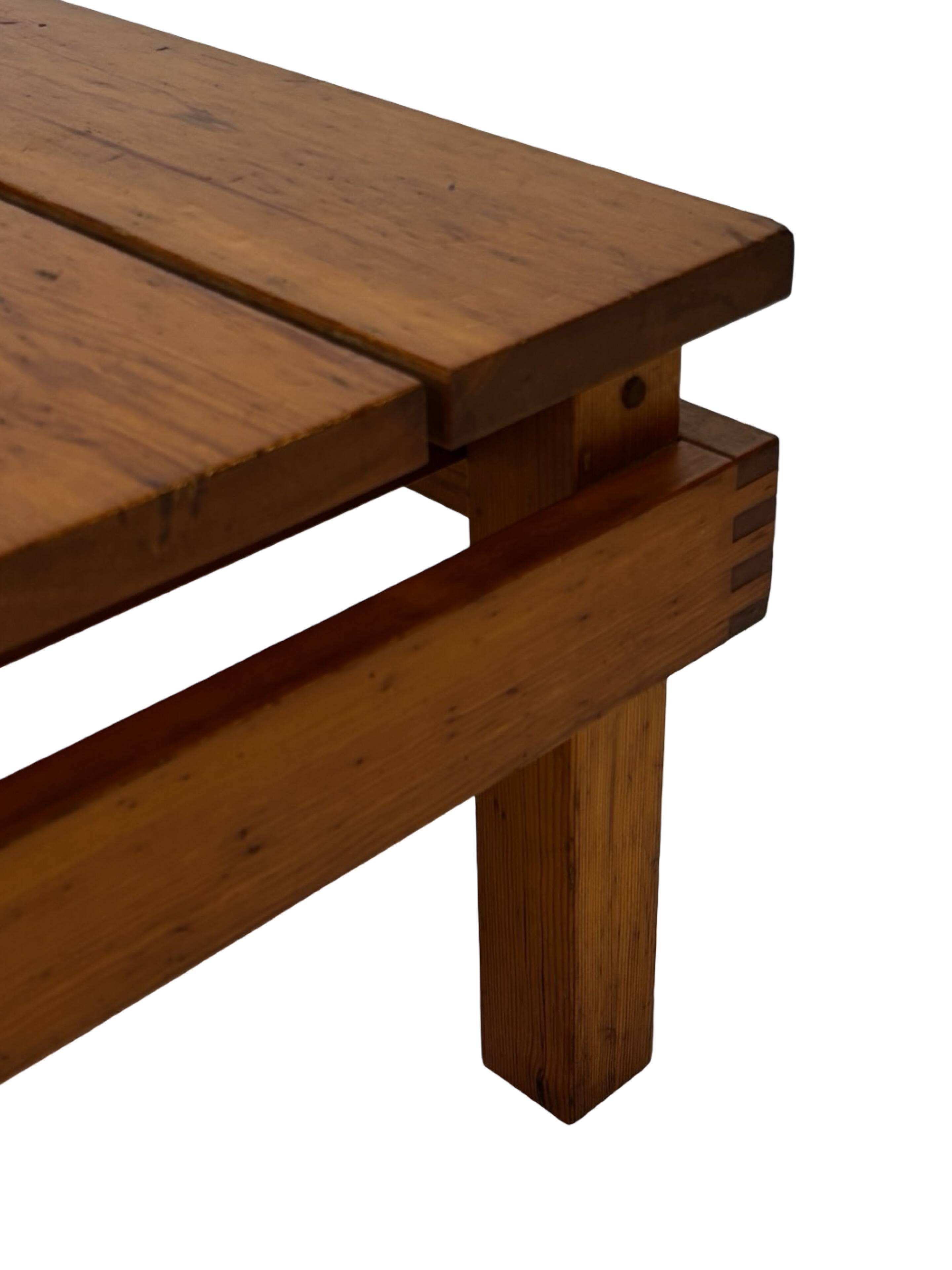 Vintage Pinewood Slatted Coffee Table Design 1970s