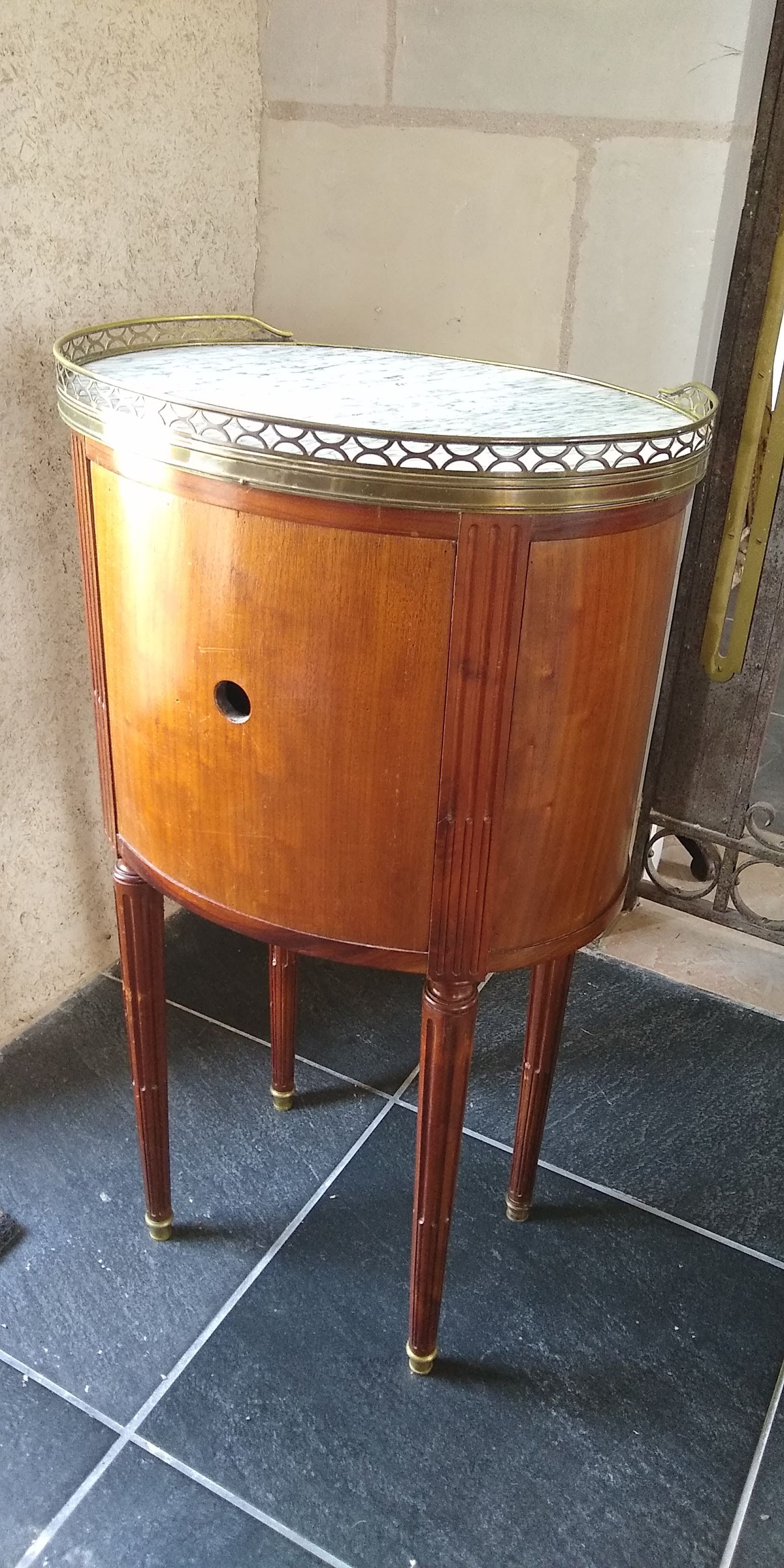 Louis XVI style drum bedside table