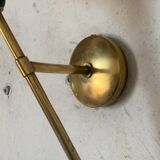 Pair of vintage brass and opaline wall sconces