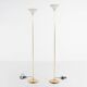 Pair of Italian golden floor lamps with glass shade, 1970’s