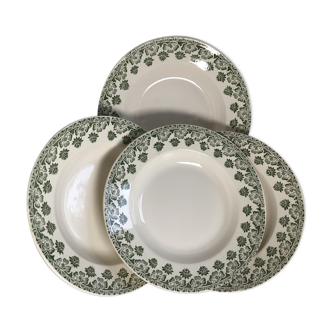 4 Hollow plates Iron Earth Badonviller khaki clover