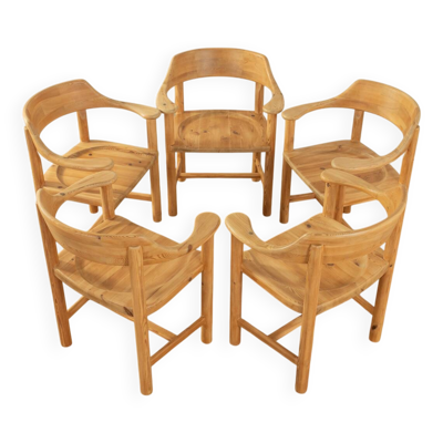 5 chaises Rainer Daumiller, pin massif