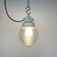 Industrial white porcelain pendant light with ribbed glass, 1970s
