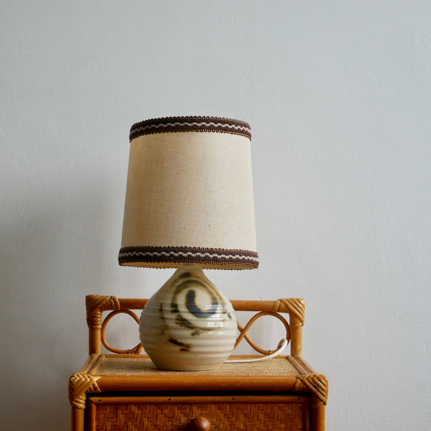 Vintage stoneware bedside lamp