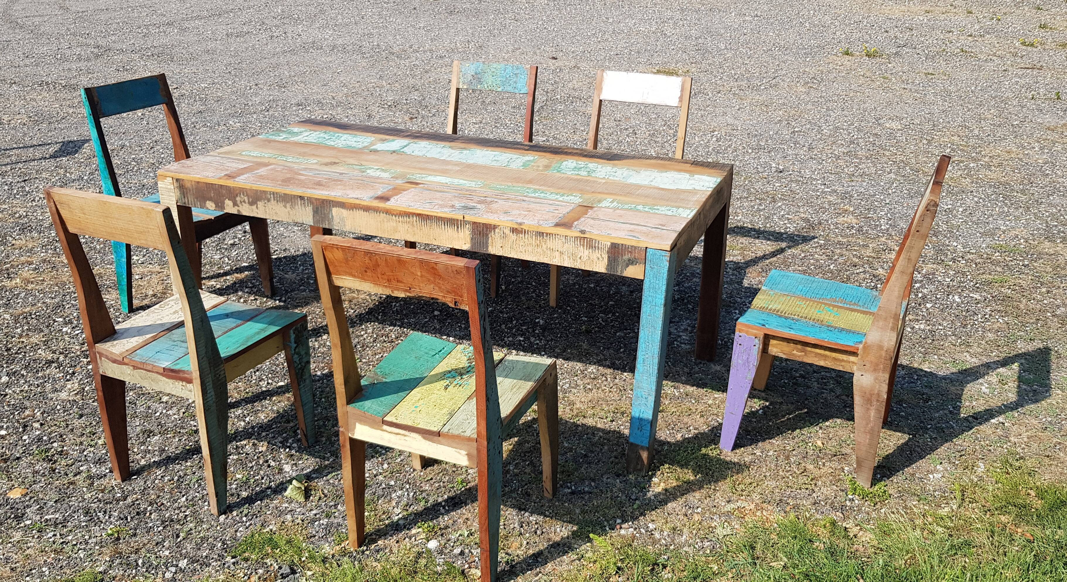 Teak table with 6 chairs