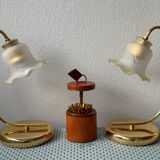Pair of vintage 80s flower lamps