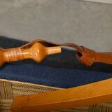 Scandinavian Modern Foldable Safari Lounge Chair in Beech wood and Blue fab