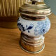 Antique porcelain pepper mill with floral design and gold-plated metal / brass –