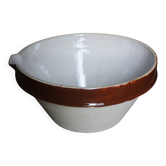 Large vintage two-tone glazed stoneware salad bowl