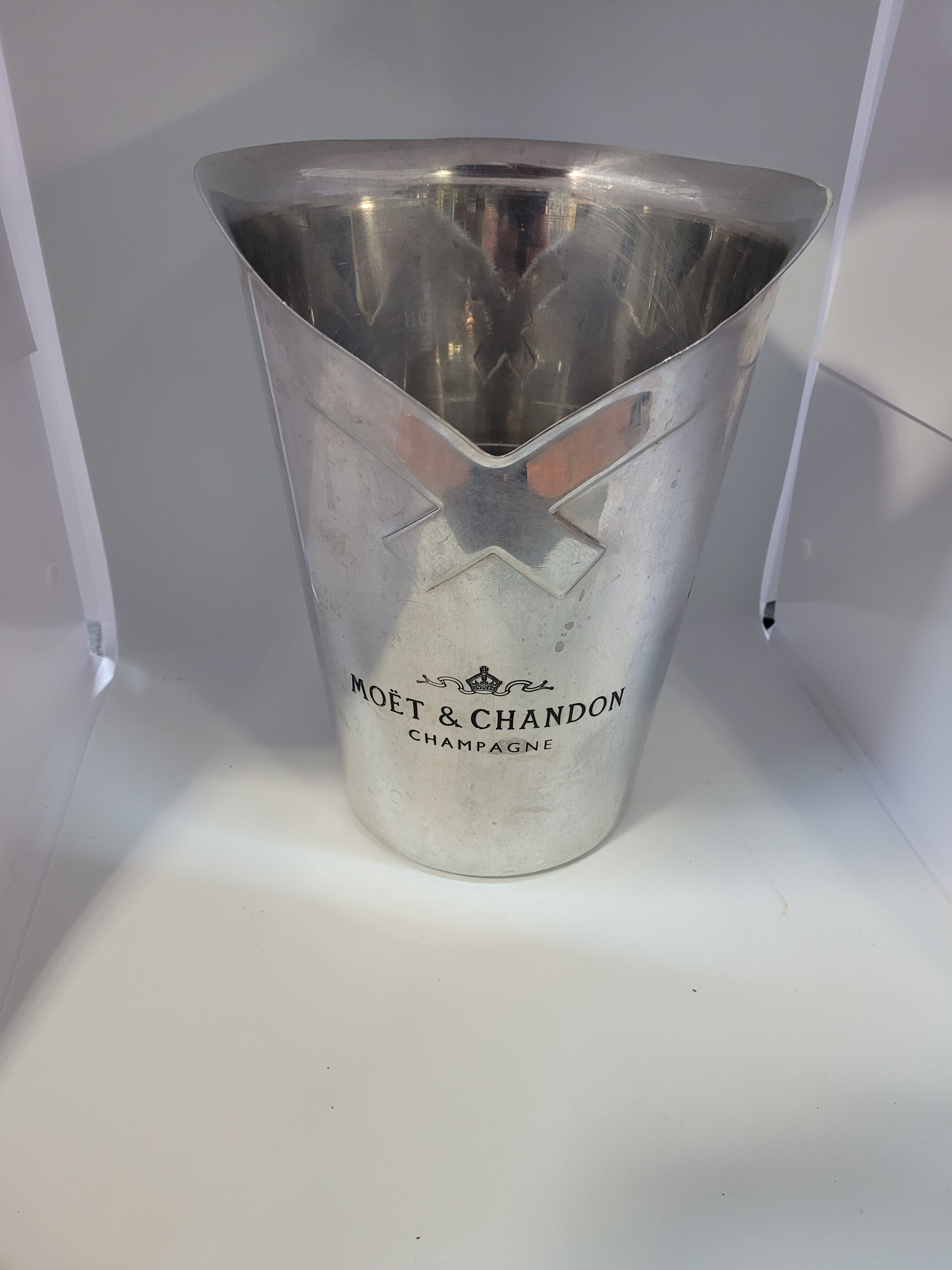 Seau à Champagne Moet & Chandon - Aluminium Argenté - Avec Poignée - Occasion