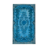 Hand-knotted contemporary oriental 1980s 171 cm x 303 cm blue carpet