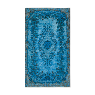 Hand-knotted contemporary oriental 1980s 171 cm x 303 cm blue carpet