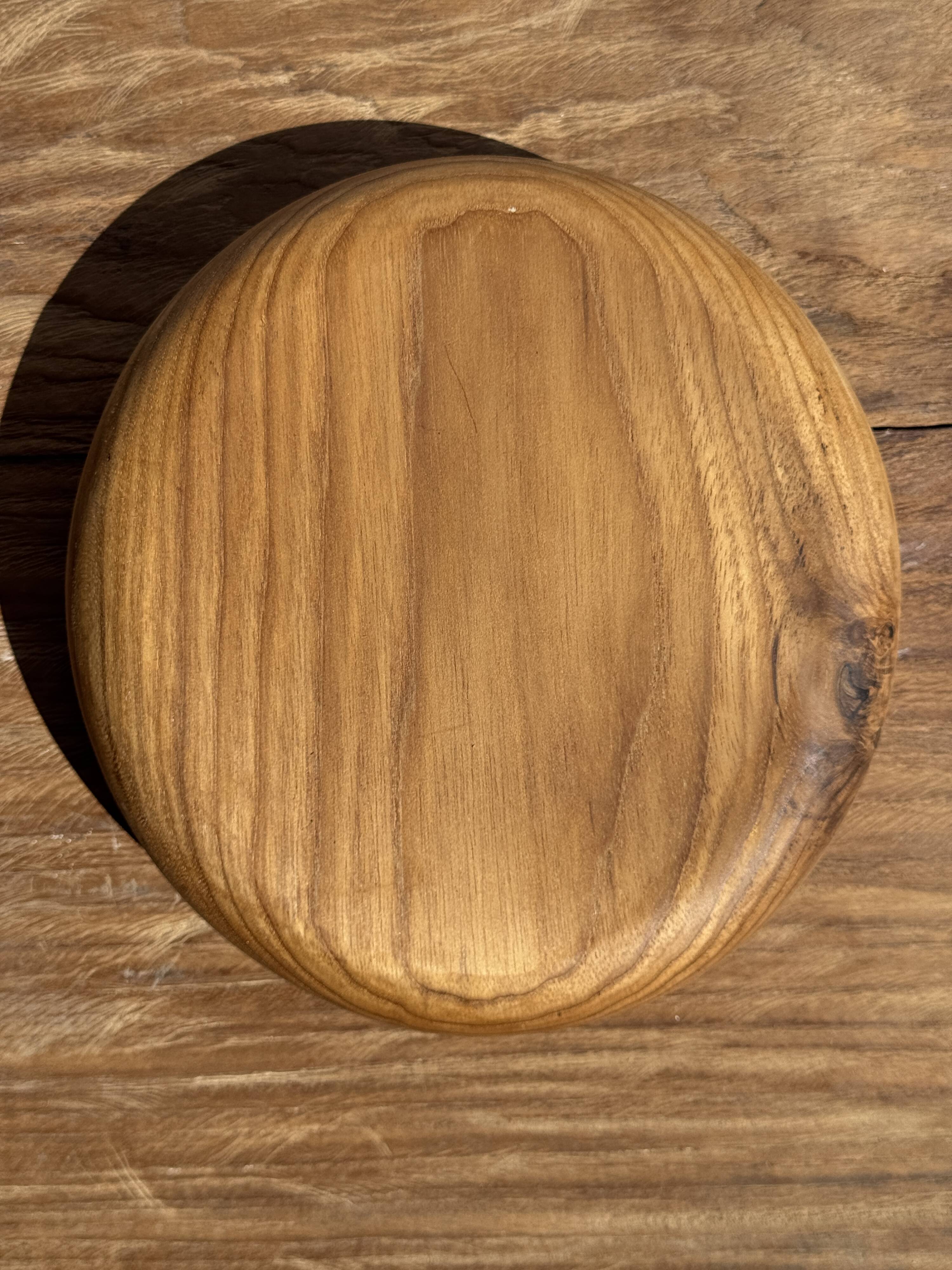 Bowl, cut or presentation plate in monoxyle teak D21 H5