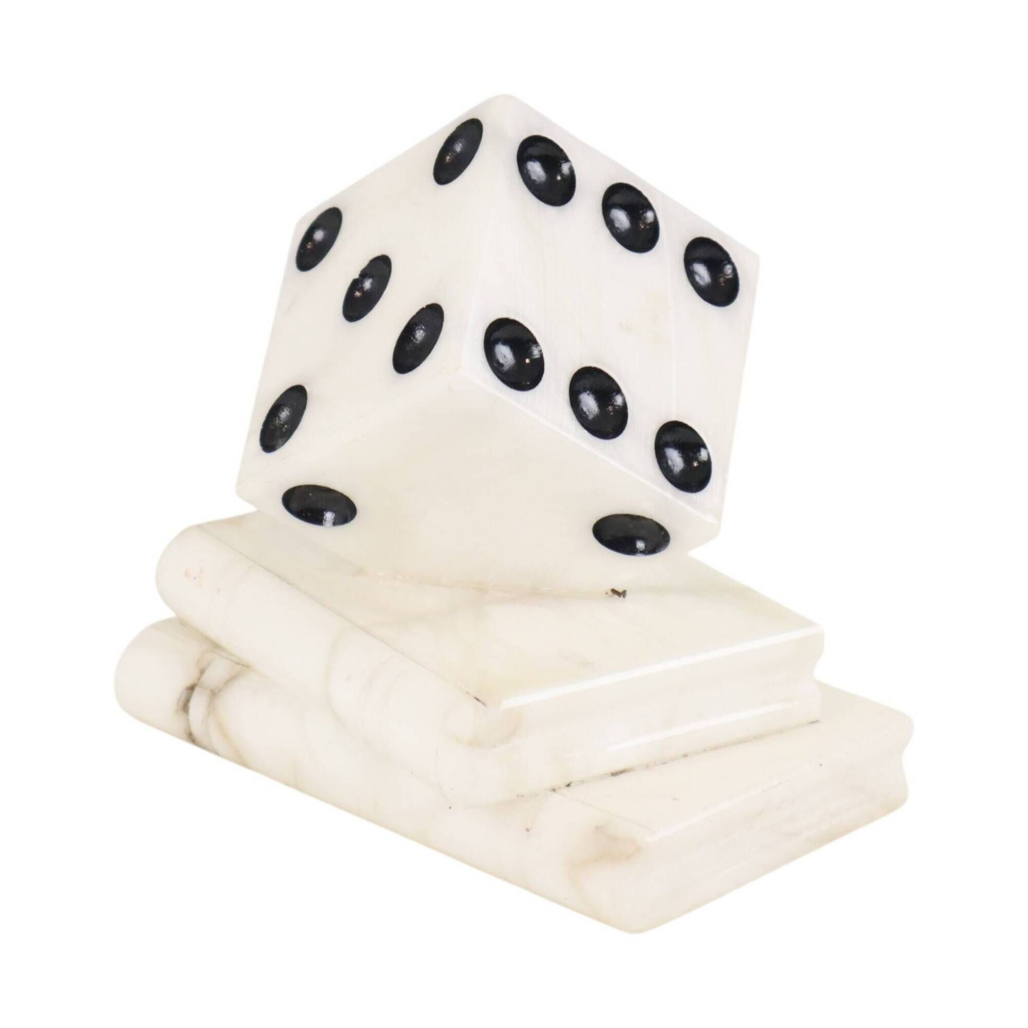 Vintage Alabaster Dice Paperweight Figurine 15cm