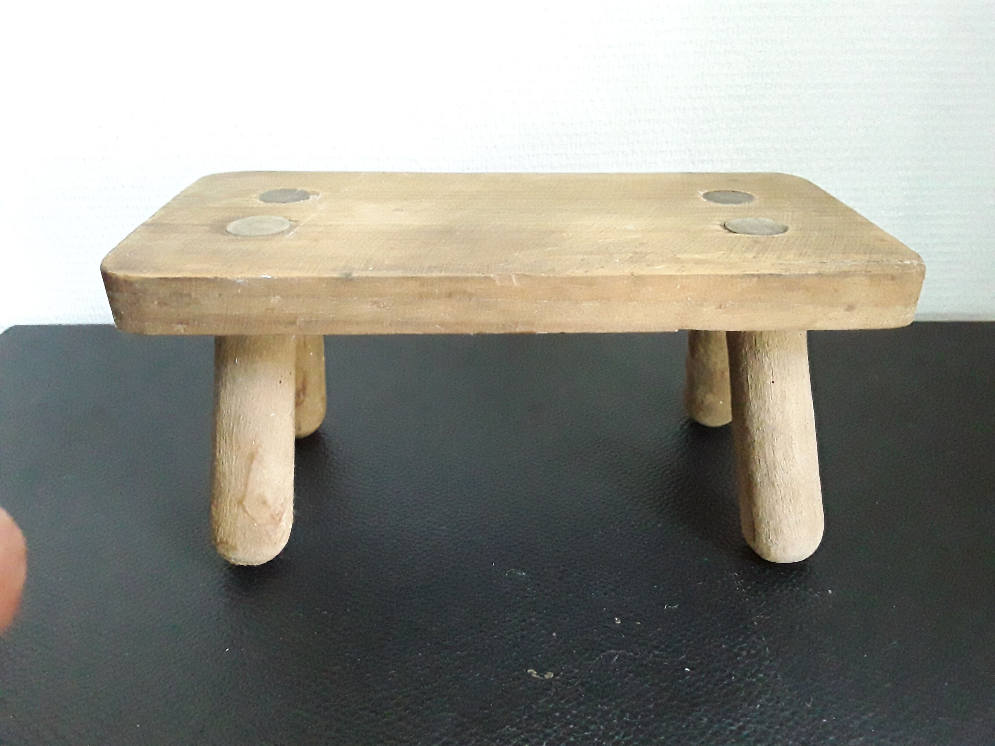 Vintage footstool in light wood