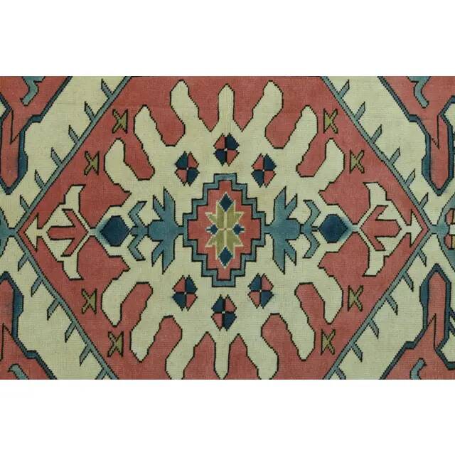 1970s Vintage Turkish Oushak Handmade Wool Cotton Pink Area Rug 162x226