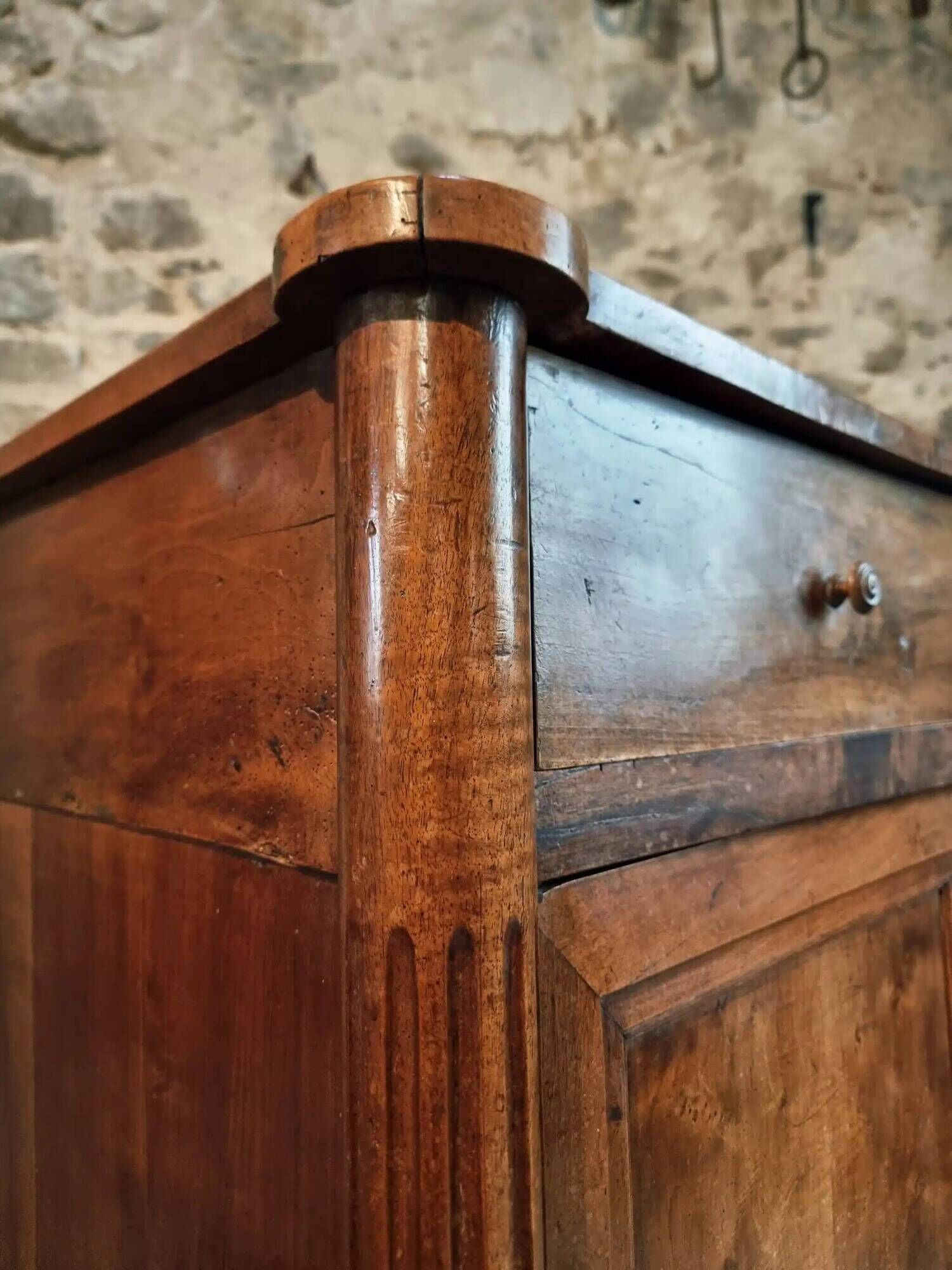 Antique French Walnut Sideboard - 19th Century Buffet with Drawer and Double Doors - Rustic Farmhouse Storage