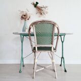 White marble bistro table with oval top