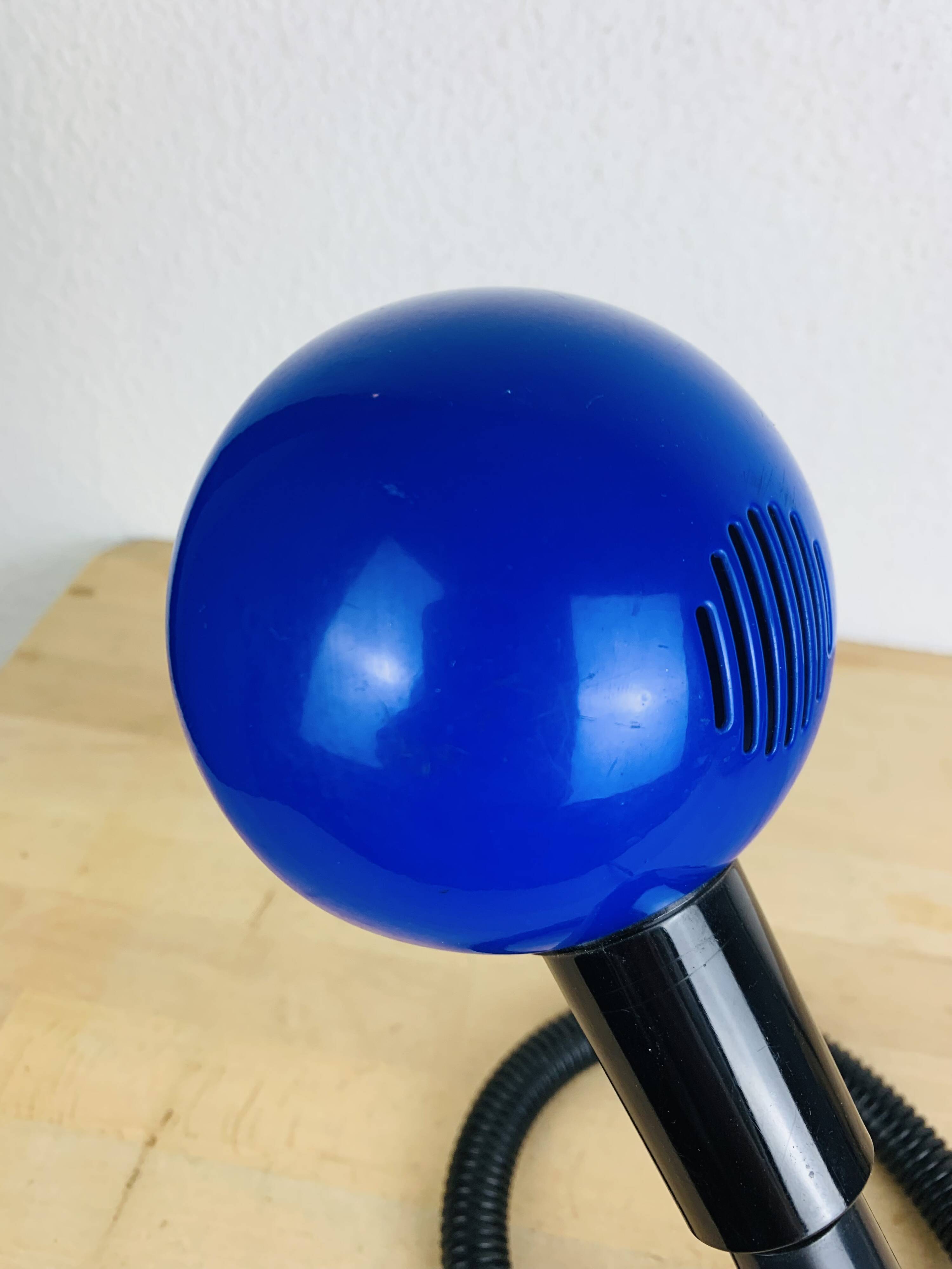 Blue flexible snake lamp, 80s, vintage