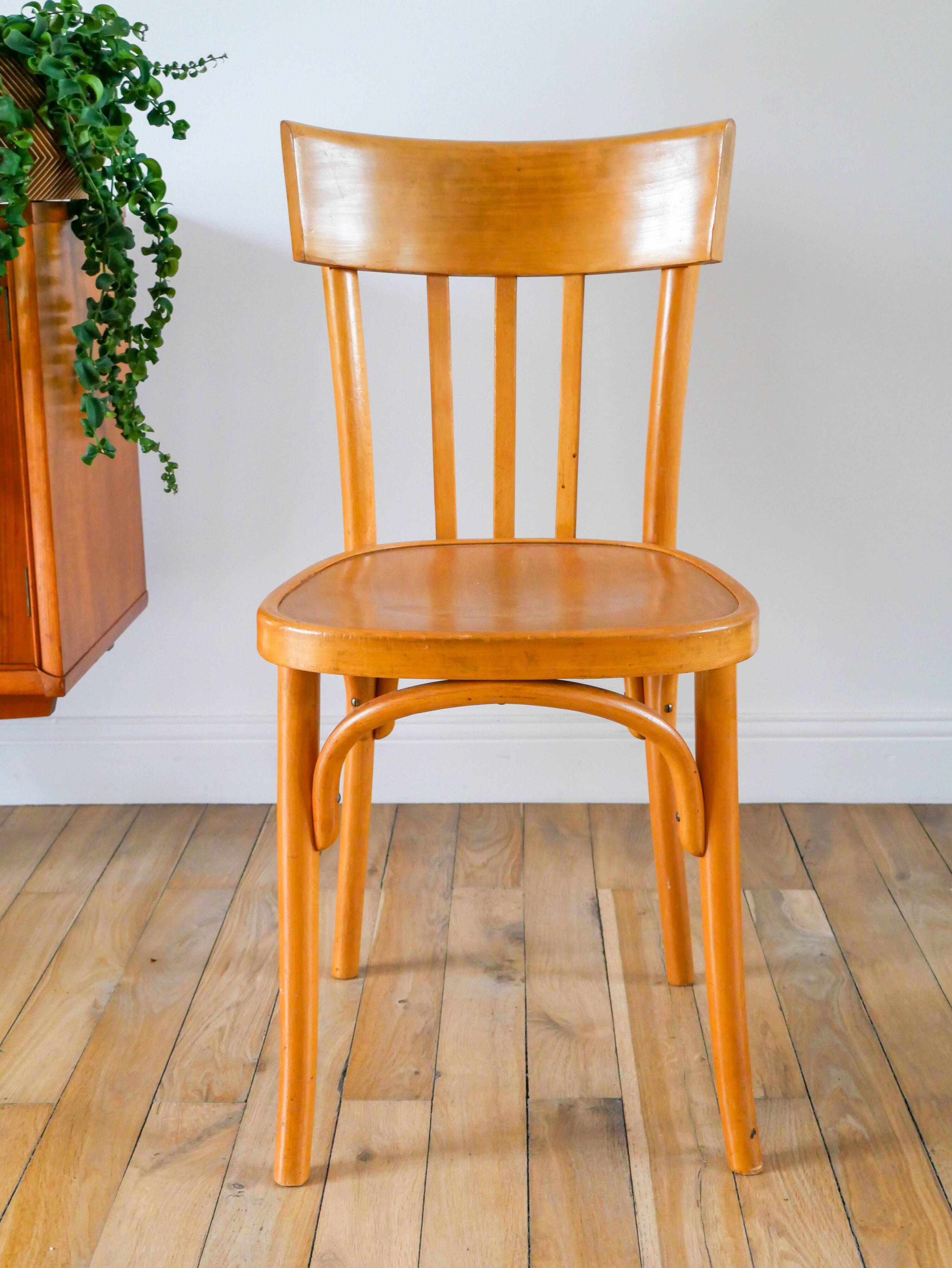 Baumann bistro chair in blond oak, 1950s