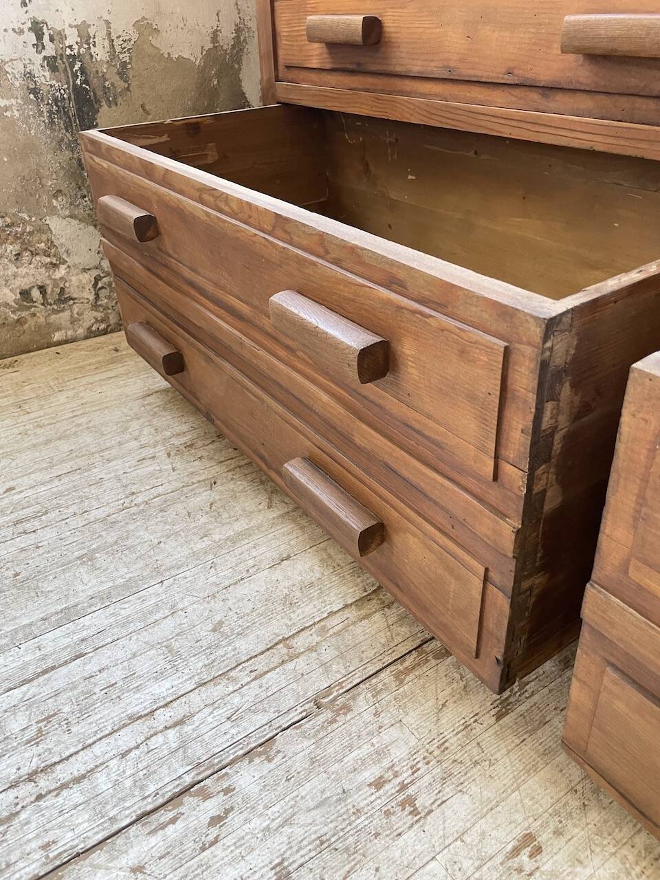 50s pitch pine haberdashery cabinet