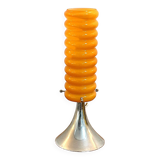 Vintage orange lamp with chrome tulip base and glass shade