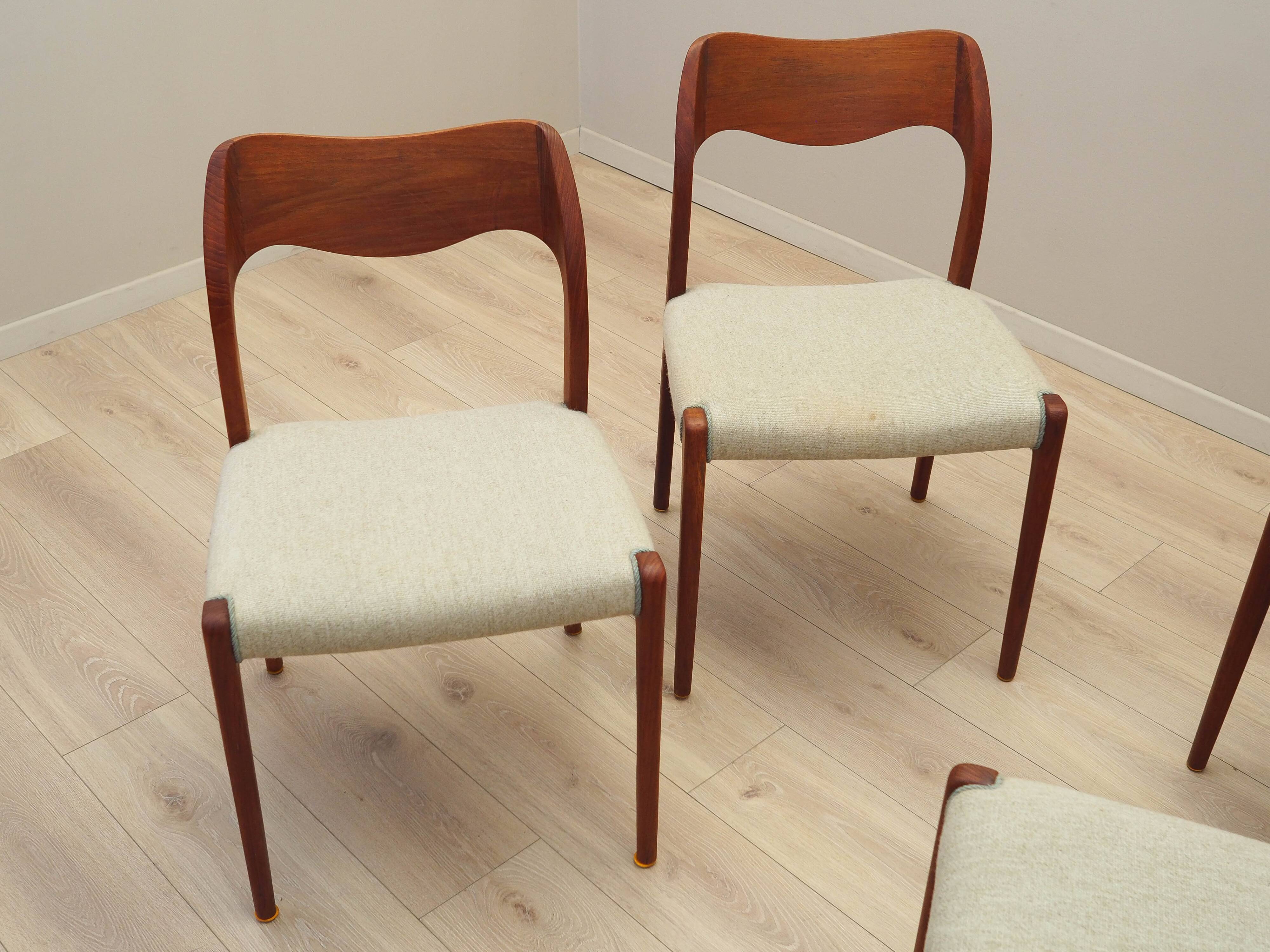Set of four teak chairs, Danish design, 1960s, designer: Niels Otto Møller