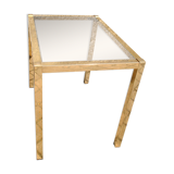 Table-basse en laiton doré et verre fumé vintage design 1960-1970