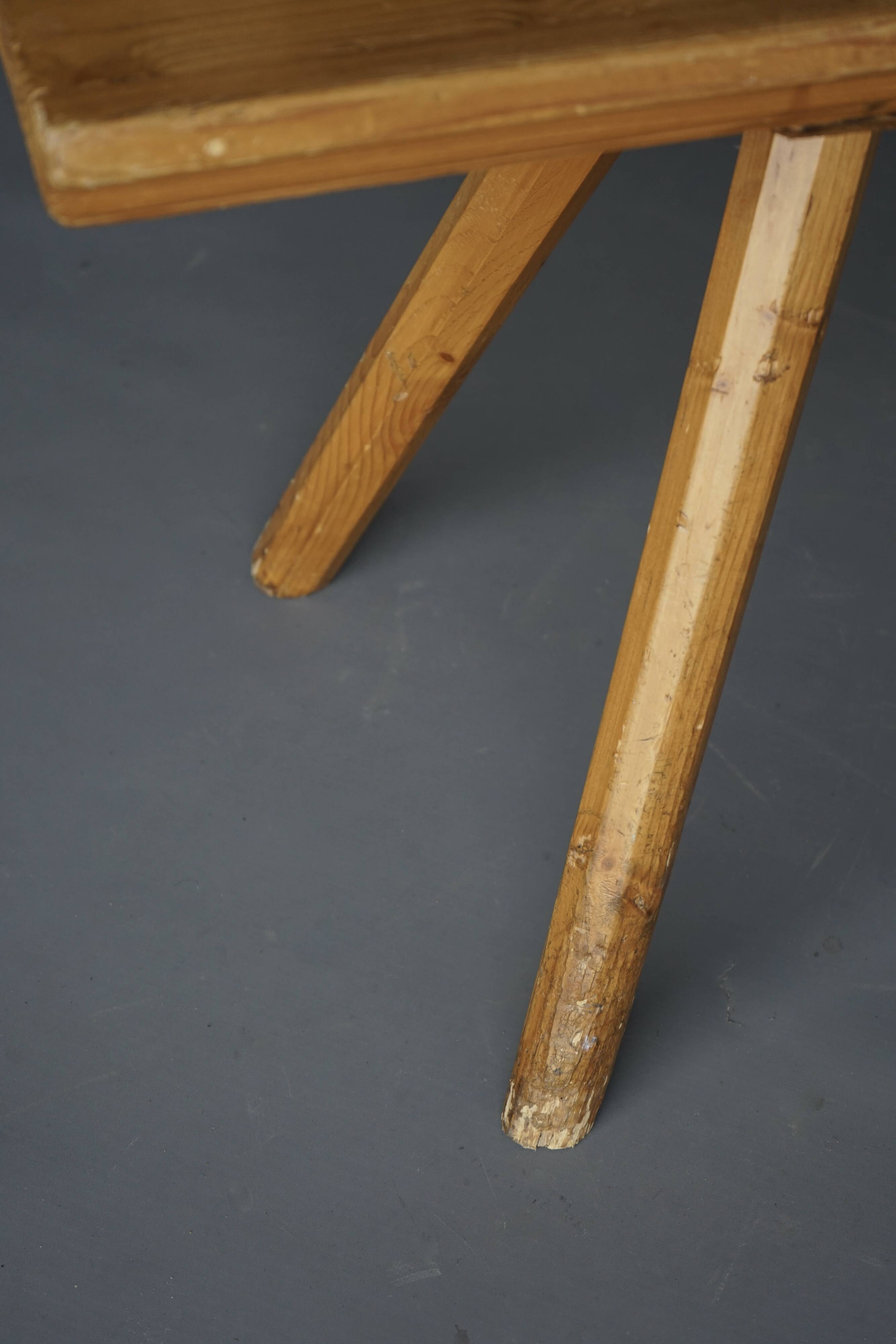 Scandinavian pine bench with turnable backrest, 1890s