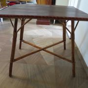 Wooden, bamboo and rattan game table, 1960s