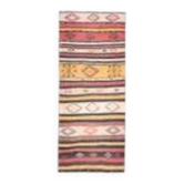 Tapis coureur kilim en laine et coton beige noué à la main turc des années 1970 106x259