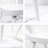 Chaise vintage blanche en bois style Windsor scandinave