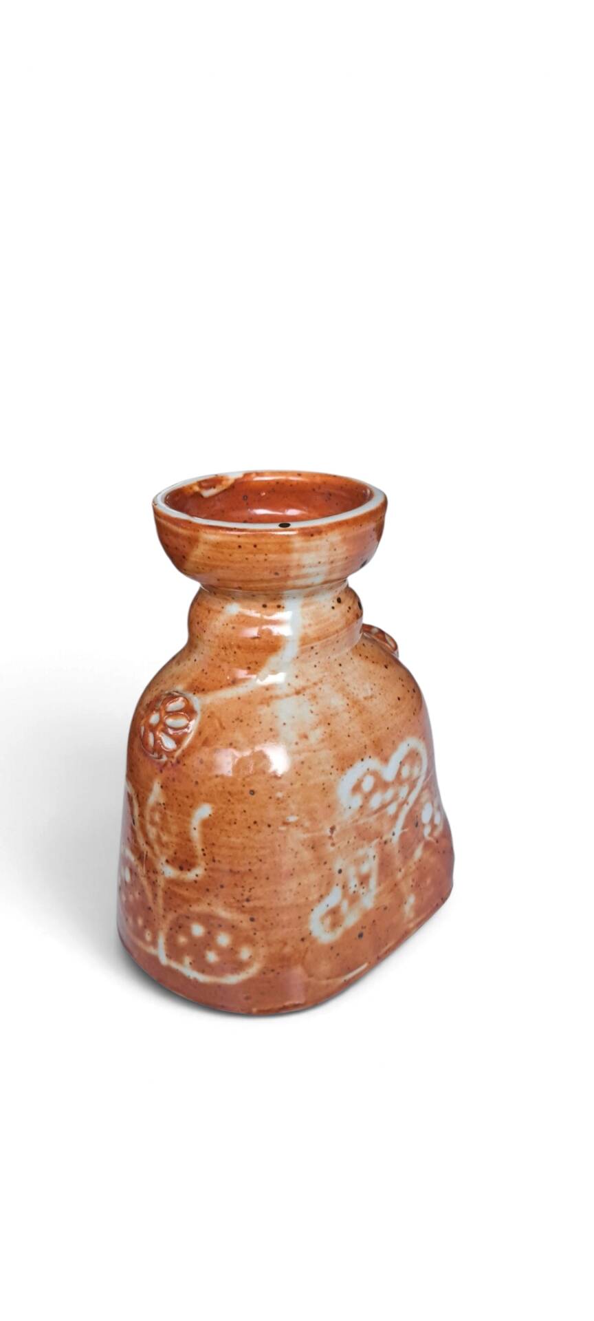 Artisanal Stoneware Vase Folk Art — Signed