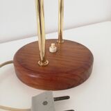Glass wood library table lamp