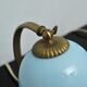 Set of 2x Bedside lamps with blue glass and bronze feet, 1930s