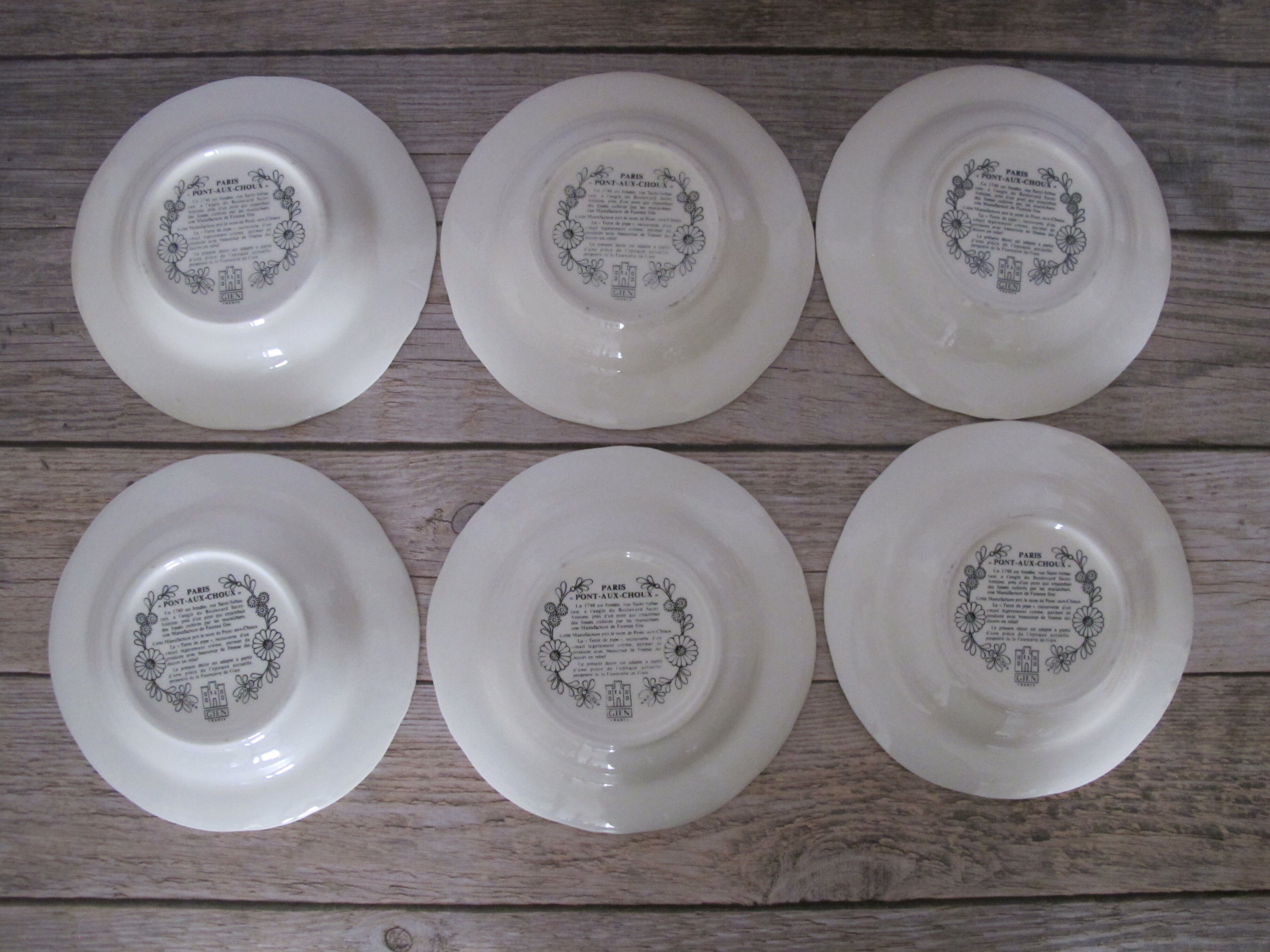 Lot 6 assiettes Gien Pont aux Choux