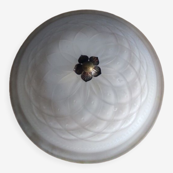 Plafonnier pâte de verre Fleur support métal