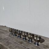 6 vintage metal egg cups 1970