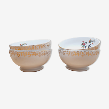 Set 4 bols porcelaine oiseaux de paradis