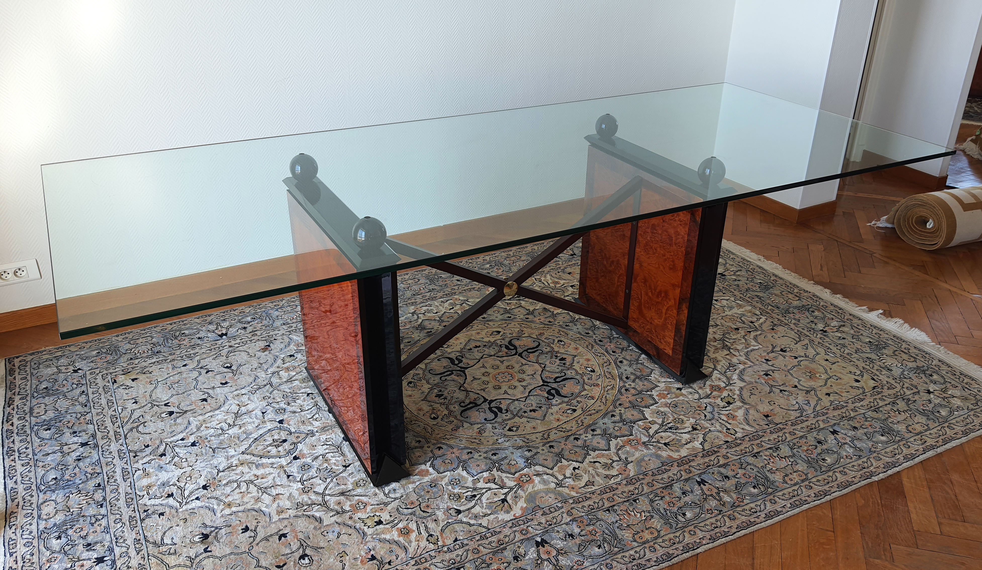 Contemporary glass dining table 240 cm 8 pers.