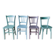 Set of four mismatched bistro chairs