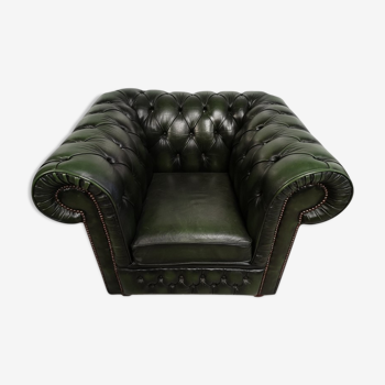 English green leather chesterfield chair
