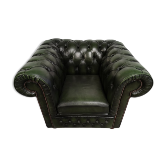 English green leather chesterfield chair