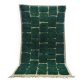 Tapis en laine pure fait main traditionnel vert traditionnel 1,5/2,5 m