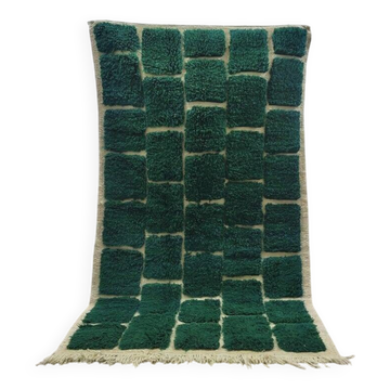 Tapis en laine pure fait main traditionnel vert traditionnel 1,5/2,5 m