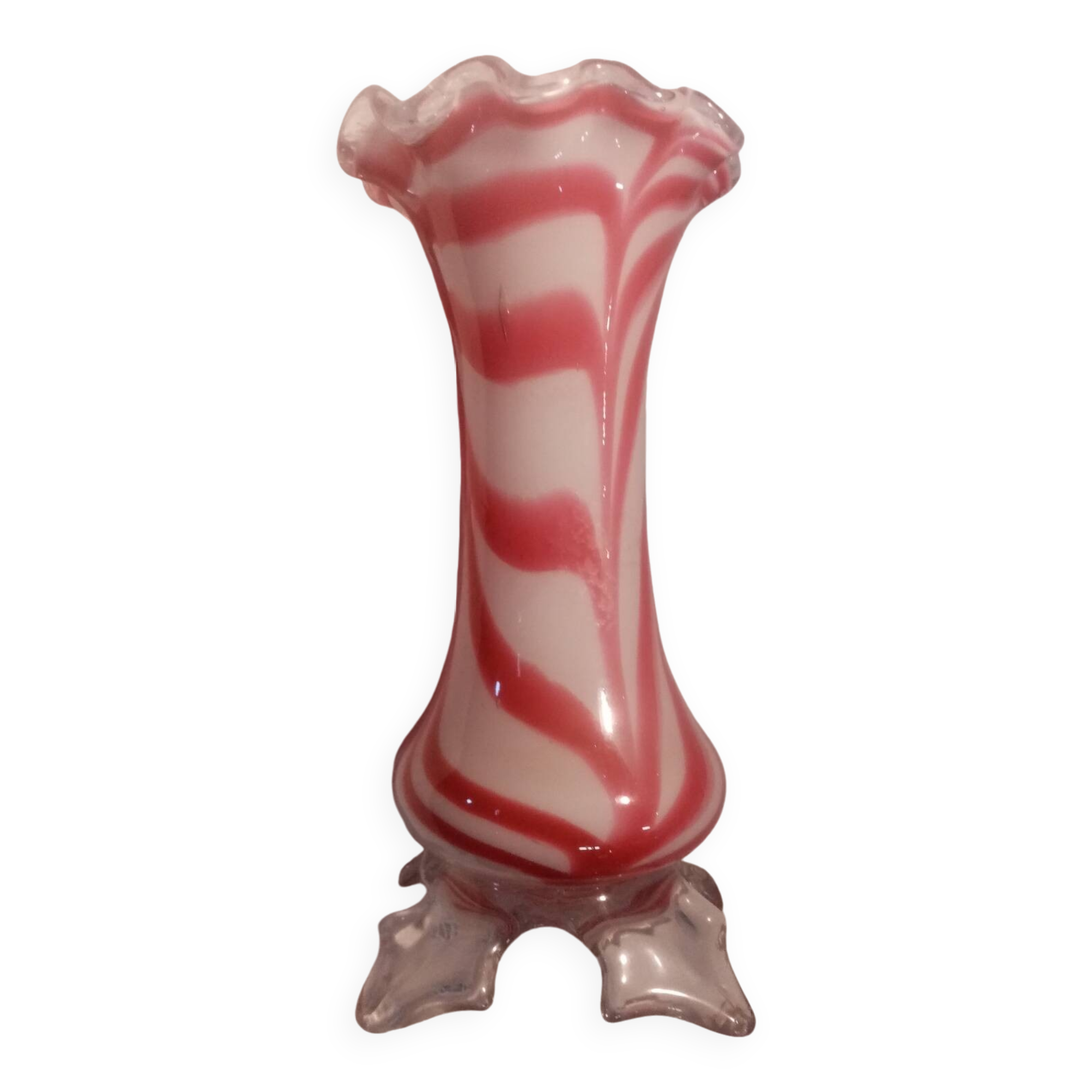 Superb old vase in Clairey mouth-blown glass paste (88)