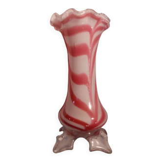 Superbe ancien vase en pâte de verre soufflé bouche clairey (88)