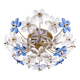 Mid Century Daisy Flush Mount | Vintage Maison Bagues Flower Wall Sconce | Hollywood Regency Lamp Light Cobalt Blue Alexandrite Gold Banci