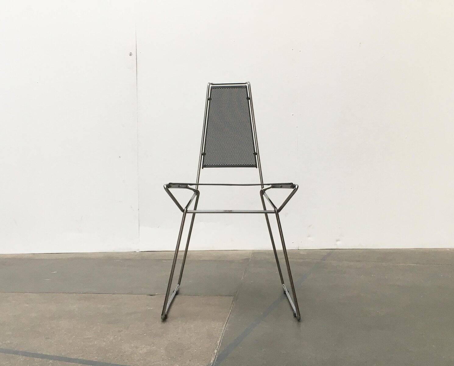 Postmodern vintage metal side chair by Rolf Rahmlow, 1980s